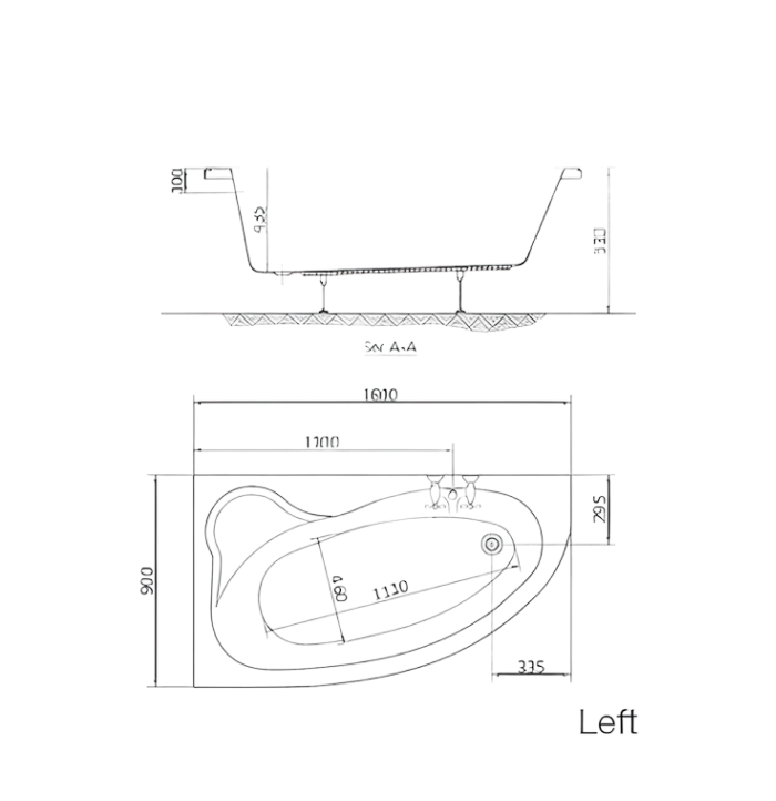 Left Surf bathtub 160×90 cm with panel - Image 2
